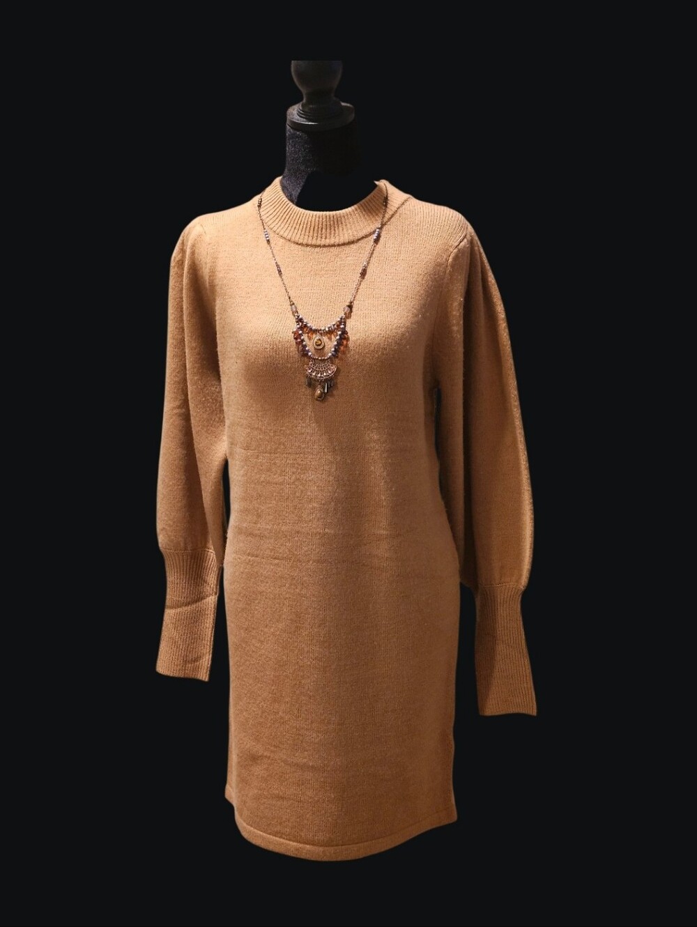 French Connection Camel Long-Sleeve Sweater Dress*